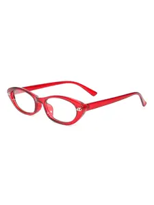 1pc Small Frame Oval Cat Eye Glasses - Clear Transparent Metal Frame, Retro Versatile for Daily Wear/Street Photography/Reading/Commuting/Vacation Beach