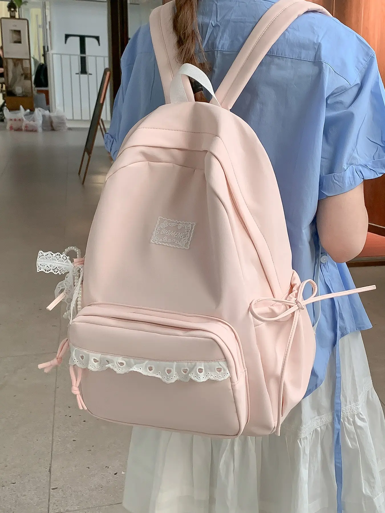 1pc  Women's backpack, solid color backpack, zipper closure, fashionable, versatile, cute and trendy, suitable for students to go to school, commute, shopping, women's backpack, Lightweight Casual Daypack Casual Daypack Backpacks