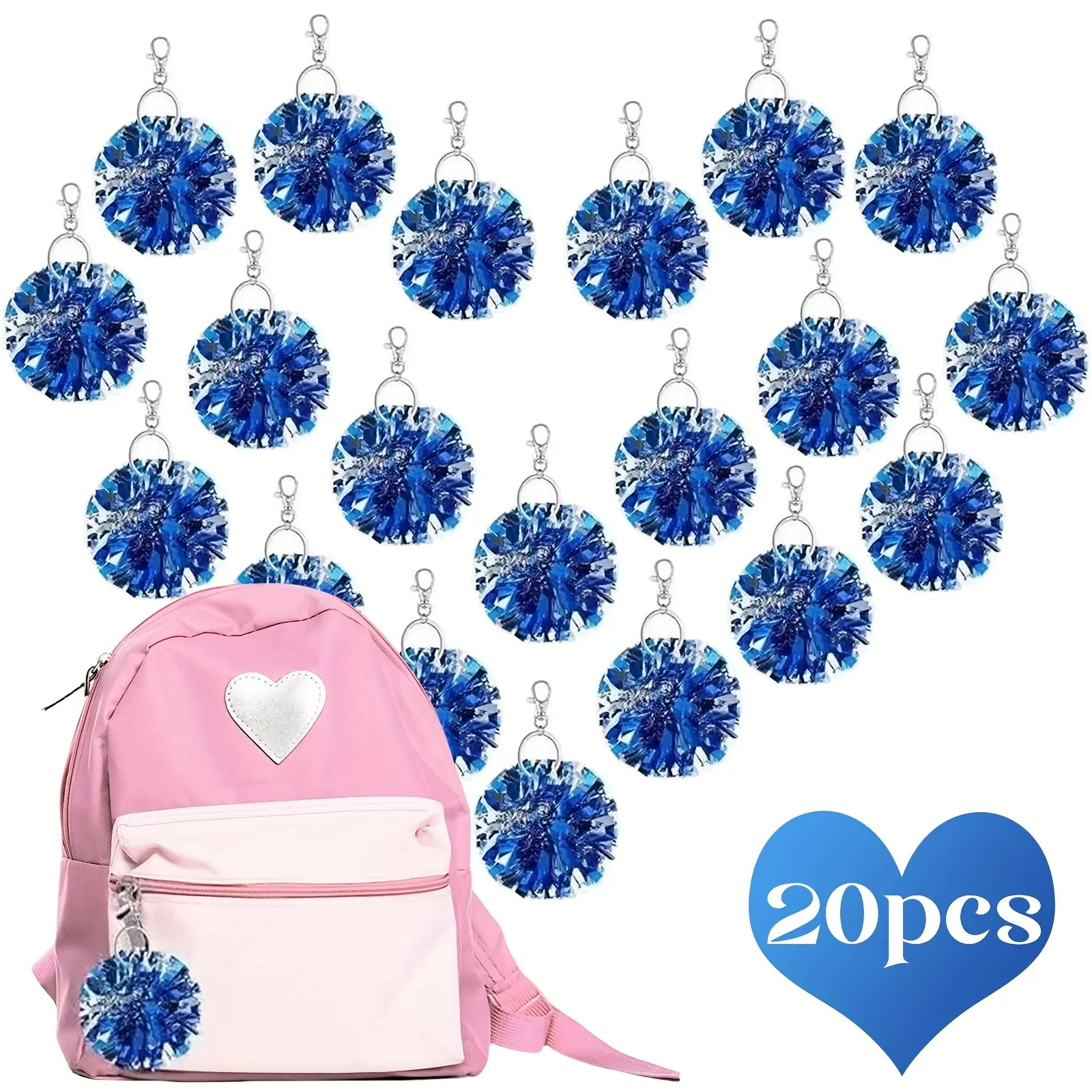 Women's Casual Stylish Fashion Multi-Hook Decorated Zinc Alloy Keychains (20pc Gift Set) - Keyring with Snap Hook, Cheerleader Gifts, Bag Charm Accessories, Stylish Keychains