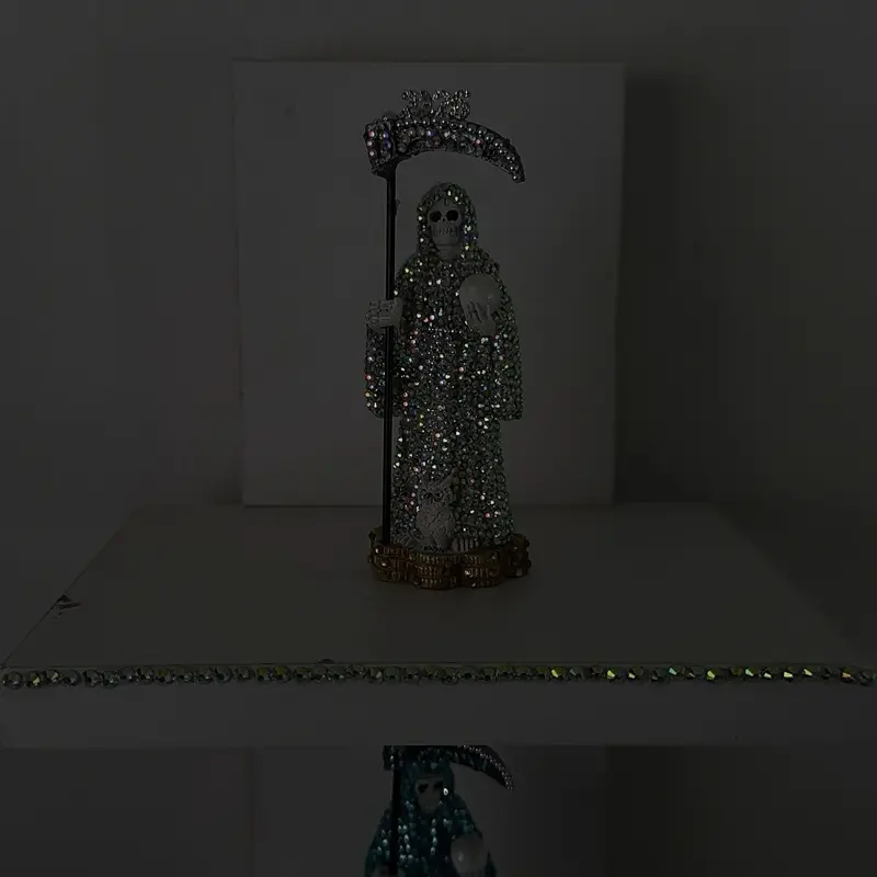 2026 Limited Edition Holy Death Mini Altar 2 1/2 Inches Tall with Crystal Gems in Variety Colors for Spiritual Practice