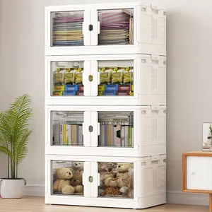 Broview V7 345Qt/460Qt/575Qt Stackable Storage Bins with Individual Lids & Wheels, Large Plastic Collapsible Latching Boxes, Closet Organizers and Storage Cabinet Shelves Units, for Home Kitchen Room Garage Organization