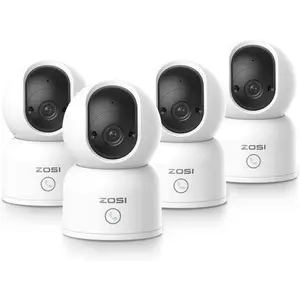 ZOSI 2K Indoor Pan/Tilt Security Camera, 4 Pack C518 360 Degree, 2.4G/5G Dual-Band WiFi Smart Home Cam with Phone App, Person Detection, 2 Way Audio, Cloud & Local Storage, Plug-in