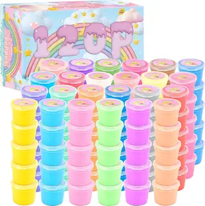 Summer gift 120 Pack Mini Butter Slime Kit – Soft, Non-Sticky Rainbow Slimes for Kids, Party Favors & Classroom Prizes
