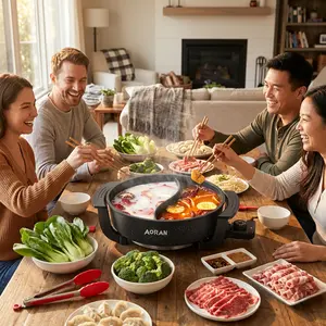 QAC Hot Pot Electric with Divider, 4L Electric Shabu Shabu with Dual-Flavor Pot,3.7" Depth Nonstick Dual Side Electric Pot with Multi-Power Control for Party, Family and Friend Gathering hmart hotpot kit