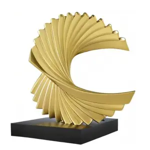 Gold Ocean Wave Sculpture – Modern Abstract Resin Art Decor for Office Desk, Shelf, or Men’s Room Accent