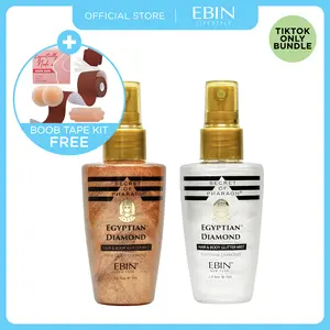 EBIN Hair & Body Glitter Mist (Rose Gold/Platinum) + FREE Lift Tape | Flash-Ready Glow, Lightweight Shimmer, Radiant Finish