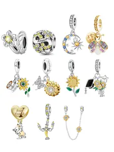 Flower & Sun & Moon & Cat Design Charms, Fashionable Beaded Necklace for Women & Girls, Trendy All-match & Exquisite DIY Jewelry for Birthday Gift, Trendy Jewellery Accessories