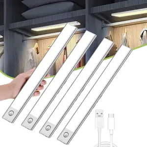 2/4PACK Motion Sensor LED Light, Under Cabinet Lighting LED Closet Lights, Cool Gadgets  ,Rechargeable Wireless LED Strips, Wall Lights Bar Perfect for Kitchen ,Stairs, Bedroom, Easy Installation, Usb Power Lamp,Usb Charging Lampara