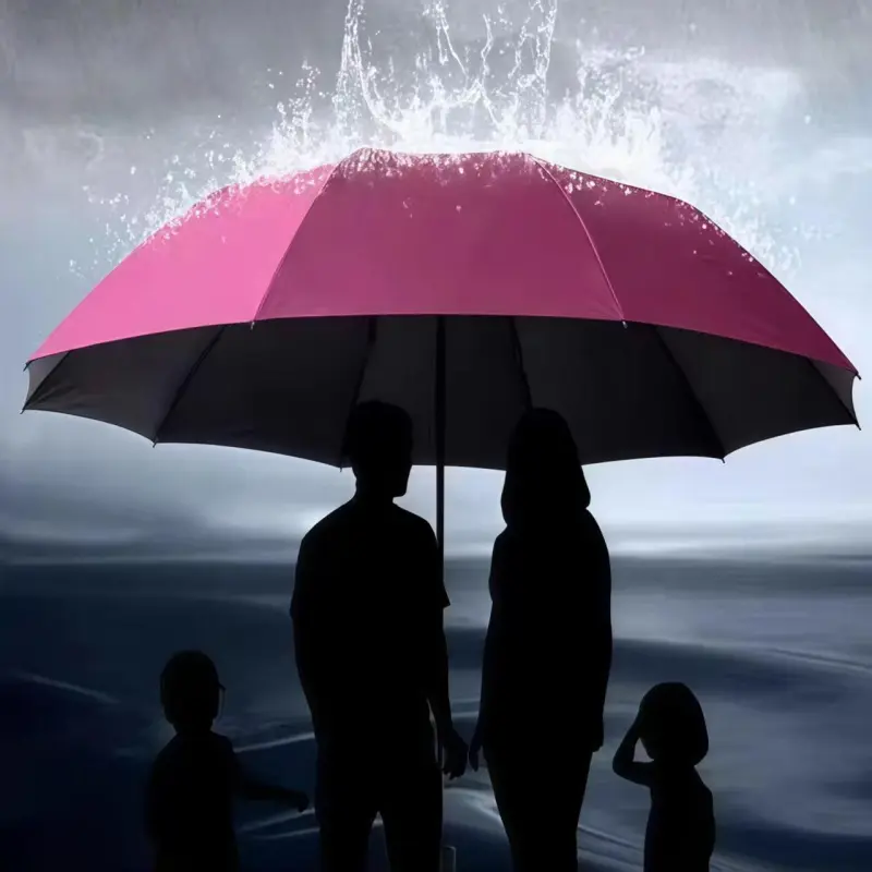 Manual Minimalist 12-Rib Double-Sized Reinforced Outdoor Umbrella - Polyester, Windproof, Waterproof, UPF50+ UV Protection, Lightweight Foldable, UPF50+ UV & Rain Protection for Youth, Sun & Rain Use, Lightweight Foldable Umbrella, Sunshade Umbrella