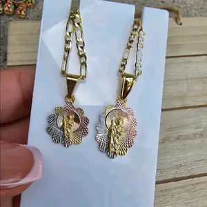 Beautiful necklace of san juditas tadeo gold plated  Female Male