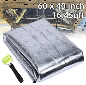 16.4Sqft Self-adhesive Thermal Sound Deadener Deadening Mat with Roller Set, 60"x 40" Inches Car Heat Shield Insulation Noise Reduce Mat Waterproof, Car Hood Trunk Door 394mil Mat 10mm Thickness