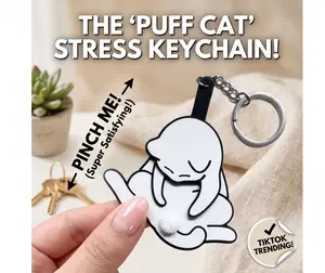[Flash Fast] 2PCS Cute Rotatable Portable Handmade Egg Cat Keychain Pendant Toy Play for Stress Relief and Fun for Kids and Adults