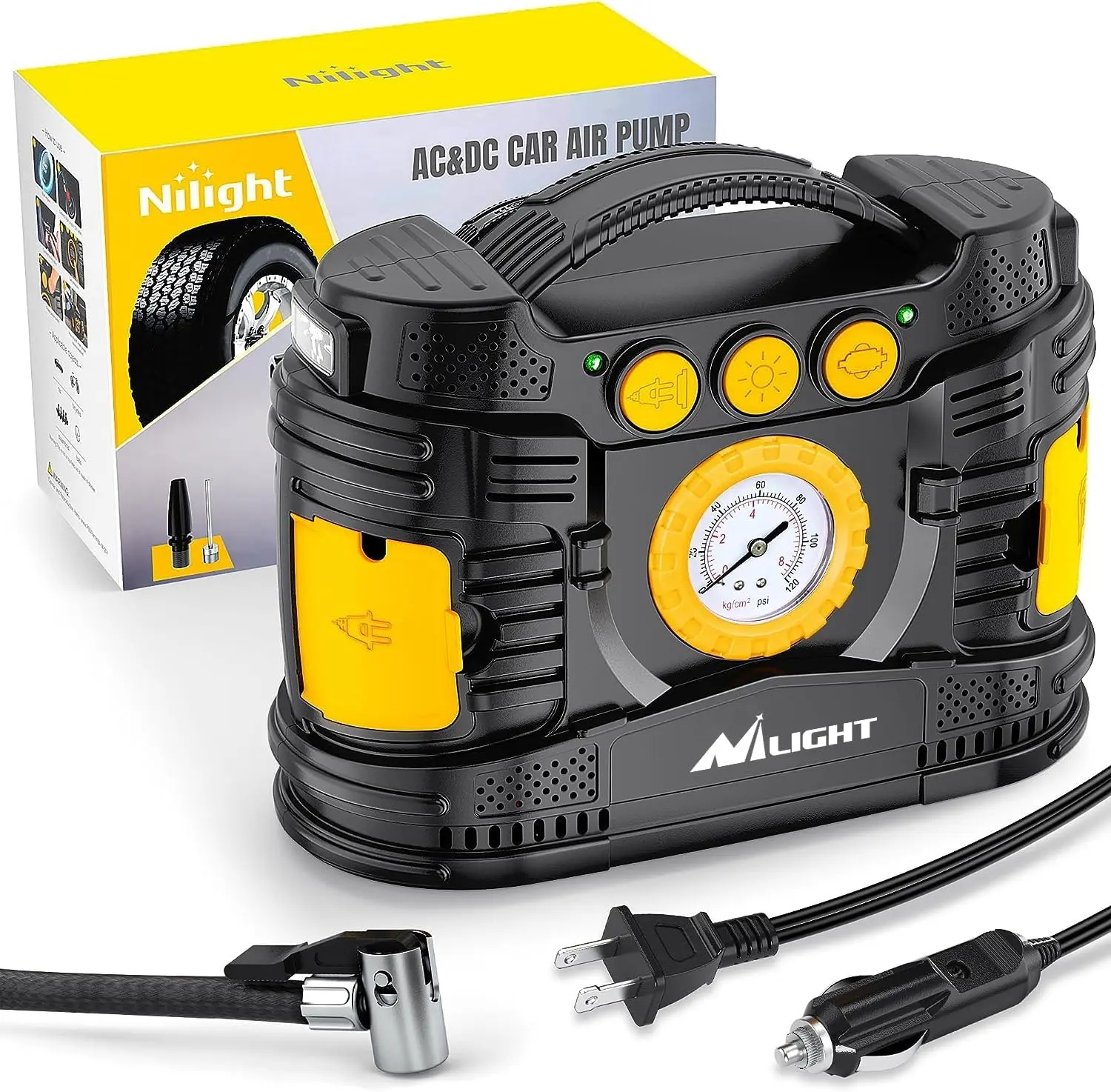 Nilight 12V DC Portable Automotive Air Compressor - 150 PSI Digital Pressure Gauge, Auto Shut-Off, for SUV, Motorcycle, Bicycle Tire Repair