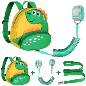 X-LWL07 Toddler Harness Backpack with Leash, Cute Kid Dinosaur Backpacks with Anti Lost Wrist Link, 4 in 1 Mini Child Harness Leash Walking Wristband Rope Baby Protection Belt for Boys Girls (Yellow)