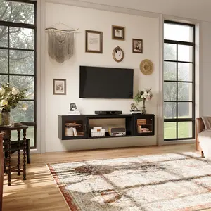 [TV STAND ONLY]70” Floating TV Stand | Large Storage Media Console with Adjustable Shelves | Wall-Mounted Entertainment Center for 80” TVs (220LBS Capacity)