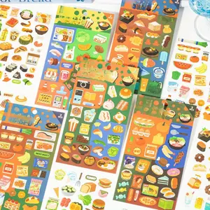 8 snack stickers Fruit, food and drink theme Coated paper material vintage style DIY notebook mobile phone case scene decoration scrapbook material collage