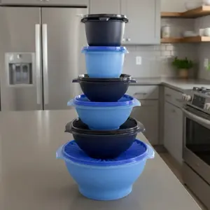 Servalier Tower Set 6-pc Stackable Navy & Royal Blue 19 Cups 7 , 5 ,3 and 2 cups Capacity Storage Tower 6 pcs Navy/Royal Blue