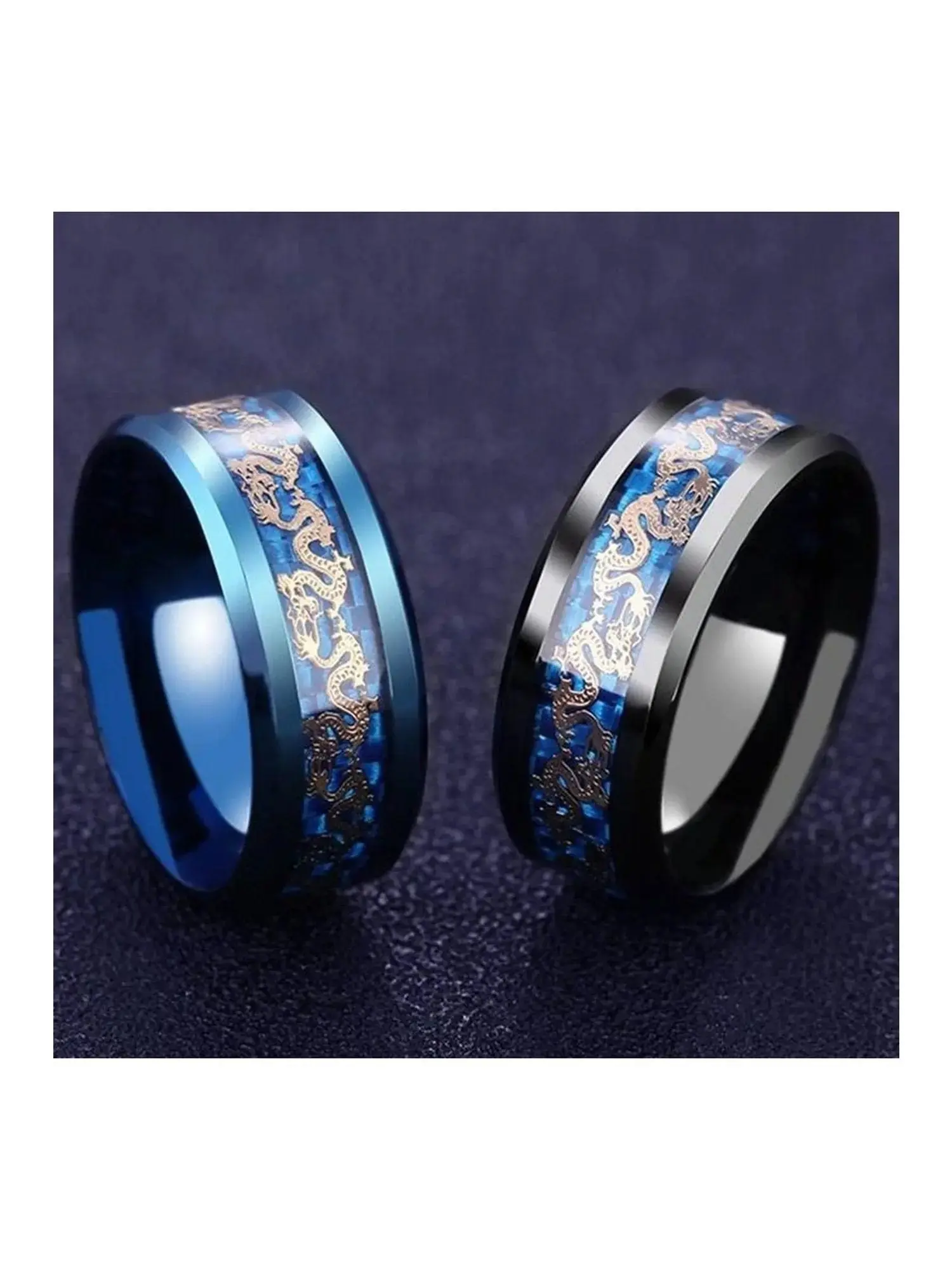 Titanium Steel Dragon Ring - Durable 8mm Band with Intricate Dragon Design