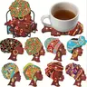 8-piece human figure women pattern artificial diamond painted coasters DIY Diamond Painting Coasters wooden table art coasters with stand, Wood Coaster Set, Decorative coaster, suitable for office coffee mats