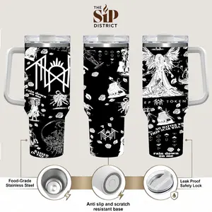 The Sip District – Sleep Token 20oz & 40oz Handle Tumbler, Dark Ritual Band Stainless Steel Travel Mug, Vacuum Insulated Gothic Metal Cup, Alternative Music Fan Gift