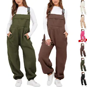 Women's wool workwear one-piece jumpsuit with adjustable straps for warmth, winter fuzzy ski pantsRAIMENTRY