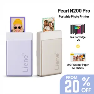 Liene Pearl N200 Pro Portable Photo Printer, Instant Mini Picture Printer for iPhone Smartphone, Thermal Dye Sublimation, Bluetooth Sticker Printer 50 Sheets 2x3 Adhesive Paper & 5 Cartridges, Giftideas, outdoor fun, SummerVibes, pet lovers, Mother's Day