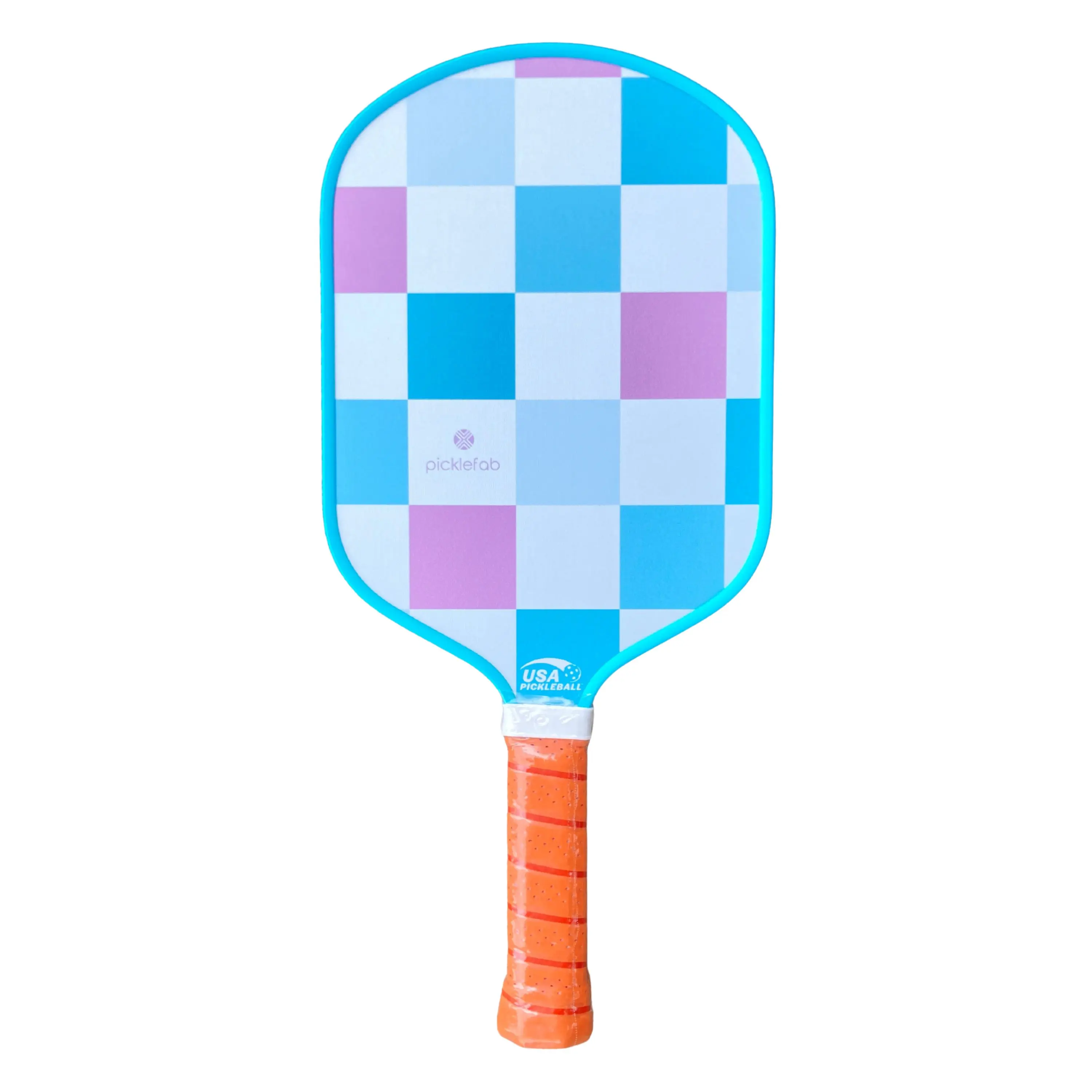 Picklefab Pickleball Paddles for Women - Female Checkered Pickle Ball Paddle - Cute Girly Purple Blue Green Checkers - Textured Fiberglass Racket - 8oz, Lightweight, 16mm, 16.5 Length - Luxury Gift for Women