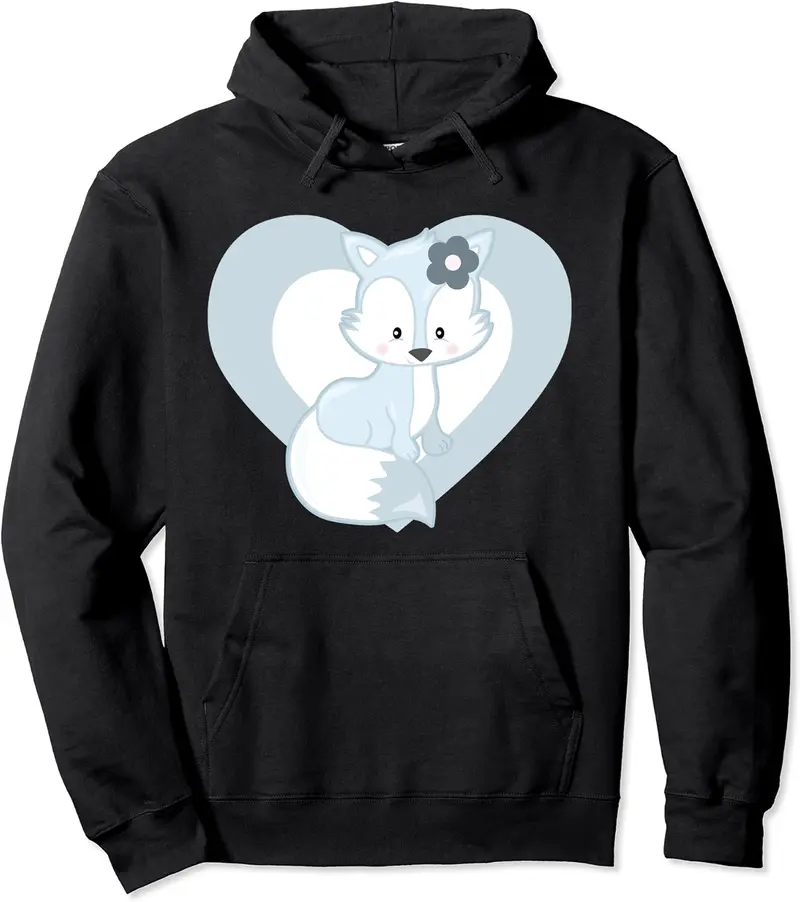 Love Arctic Foxes - Cute Arctic Fox Heart Pullover Hoodie - Samueljohn Shop 70B07YMJ4QVM