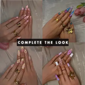 NailPhoria|Spring Styling Ring Set – Complete the Look| 5-Piece Gold-Tone Rings