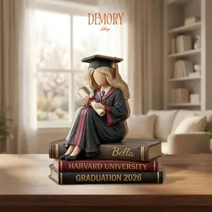 Personalized Graduation Wooden Block, Custom Graduate Figurine Gift, Name School Year Decor, Class Of 2026 Graduation Keepsake