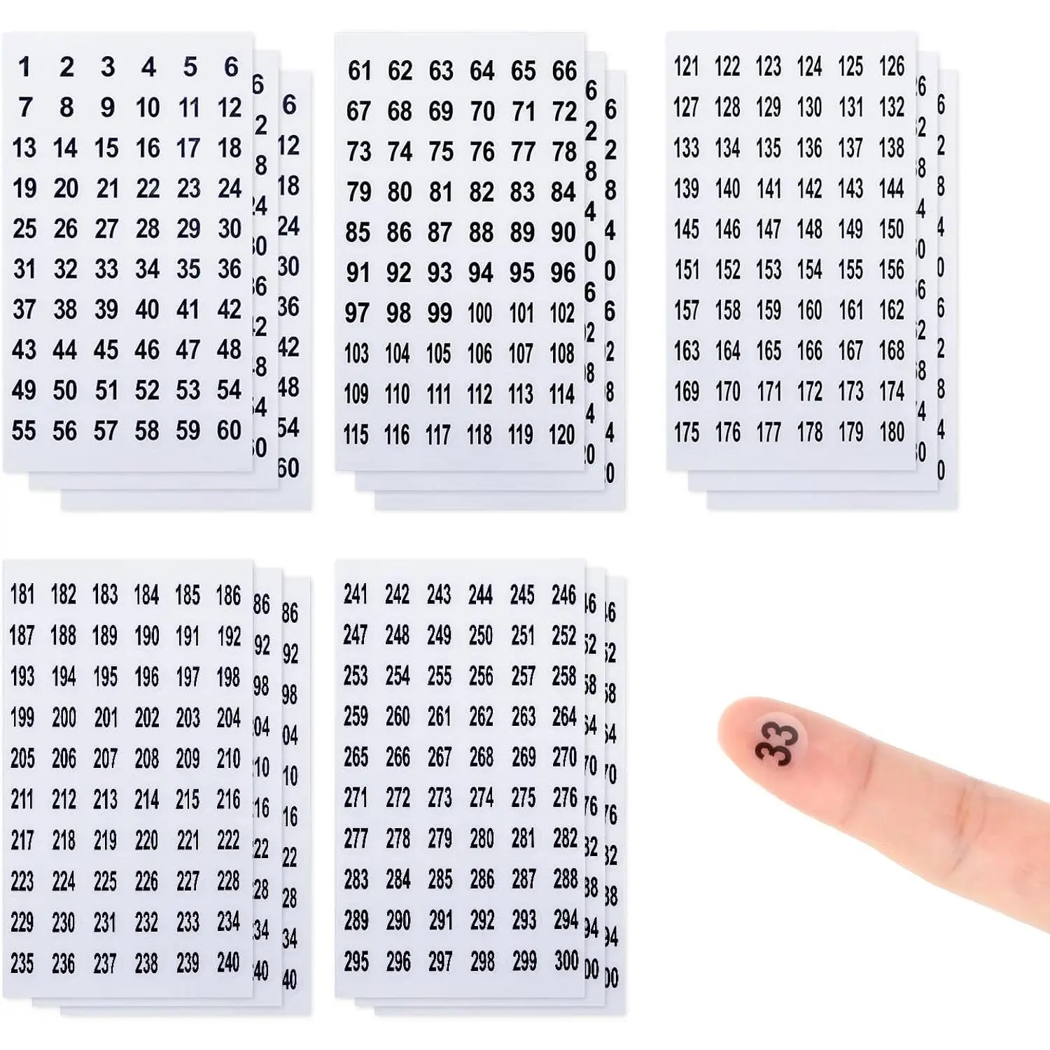 15 Sheets Round Number Stickers Labels 1 to 300 Small Round Clear Consecutive Number Stickers Self Adhesive Labels Number  Inventory Storage Stickers for Storage Organizing Boxes Bins Toolbox