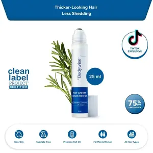 【Limited time】Be Bodywise Advanced Hair Density Roll-On Serum 25 ml | 5% Saw Palmetto, 3% Rosemary, 1% Caffeine Herbasome & 3% Fenugreek | Scalp Serum for Reduced Hair Fall | Men & Women