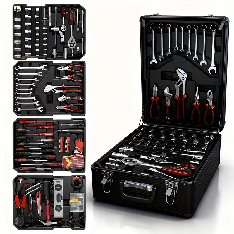 ARTMAN 899-Piece Tool Set - High-Capacity Portable Metal Tool Case, Aluminum Rolling Tool Chest with 4Drawers, A Complete Kit for Mechanical Repair & Home Maintenance, Father's DayGift for Dad Home Toolbox Kit