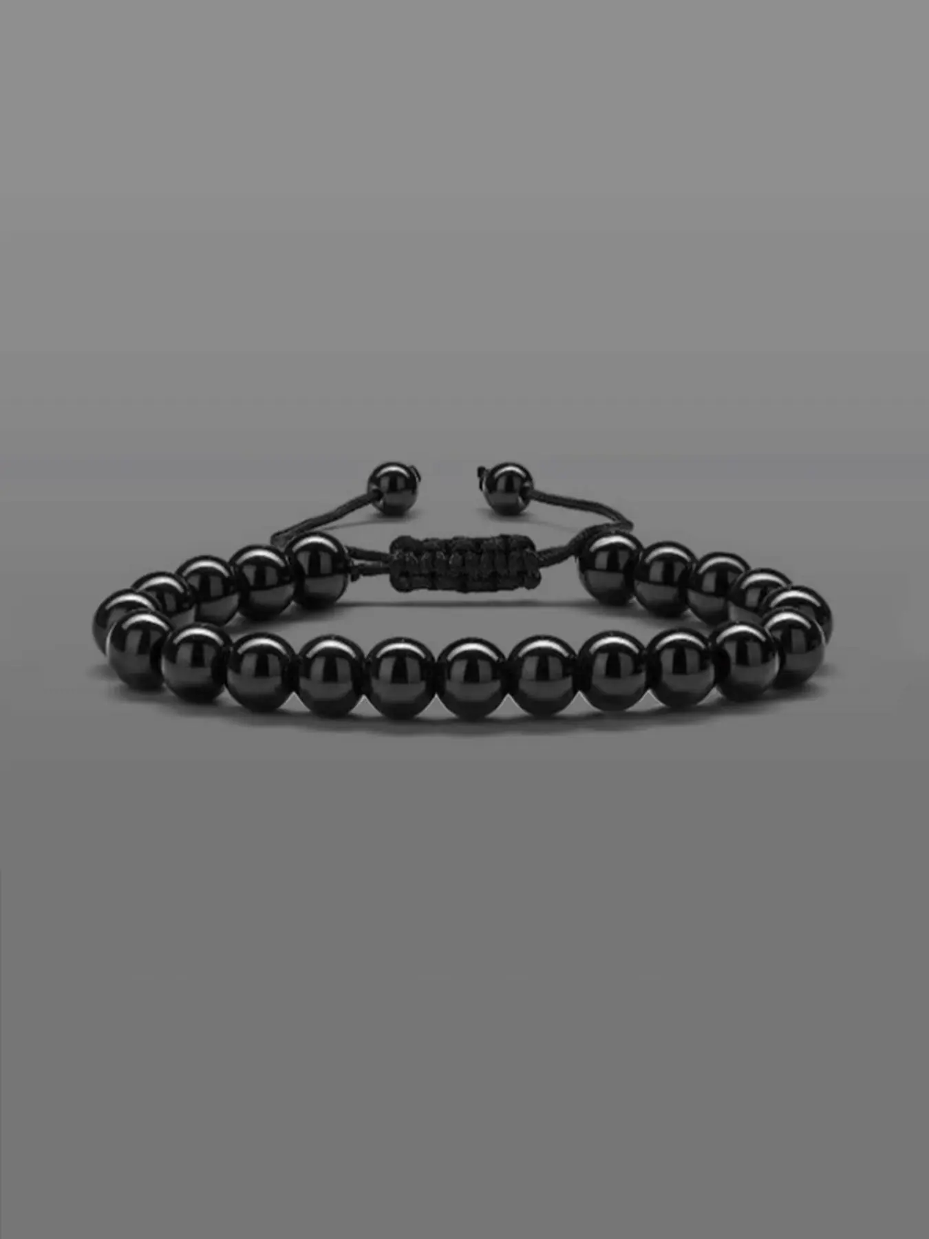 Men's Simple Beaded Bracelet, Casual Adjustable Beaded Bracelet for Daily Wear, Fashion Black Onyx Accessories for Men