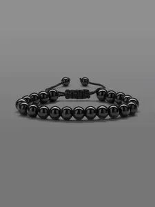 Men's Simple Beaded Bracelet, Casual Adjustable Beaded Bracelet for Daily Wear, Fashion Black Onyx Accessories for Men