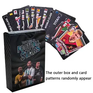 Football Cards Box Gold Foil Plastic Poker Cards Cr7 Messi Uefa Champions League Memorabilia Collectible Trading Cards 55 Pcs World Football Stars Card Set
