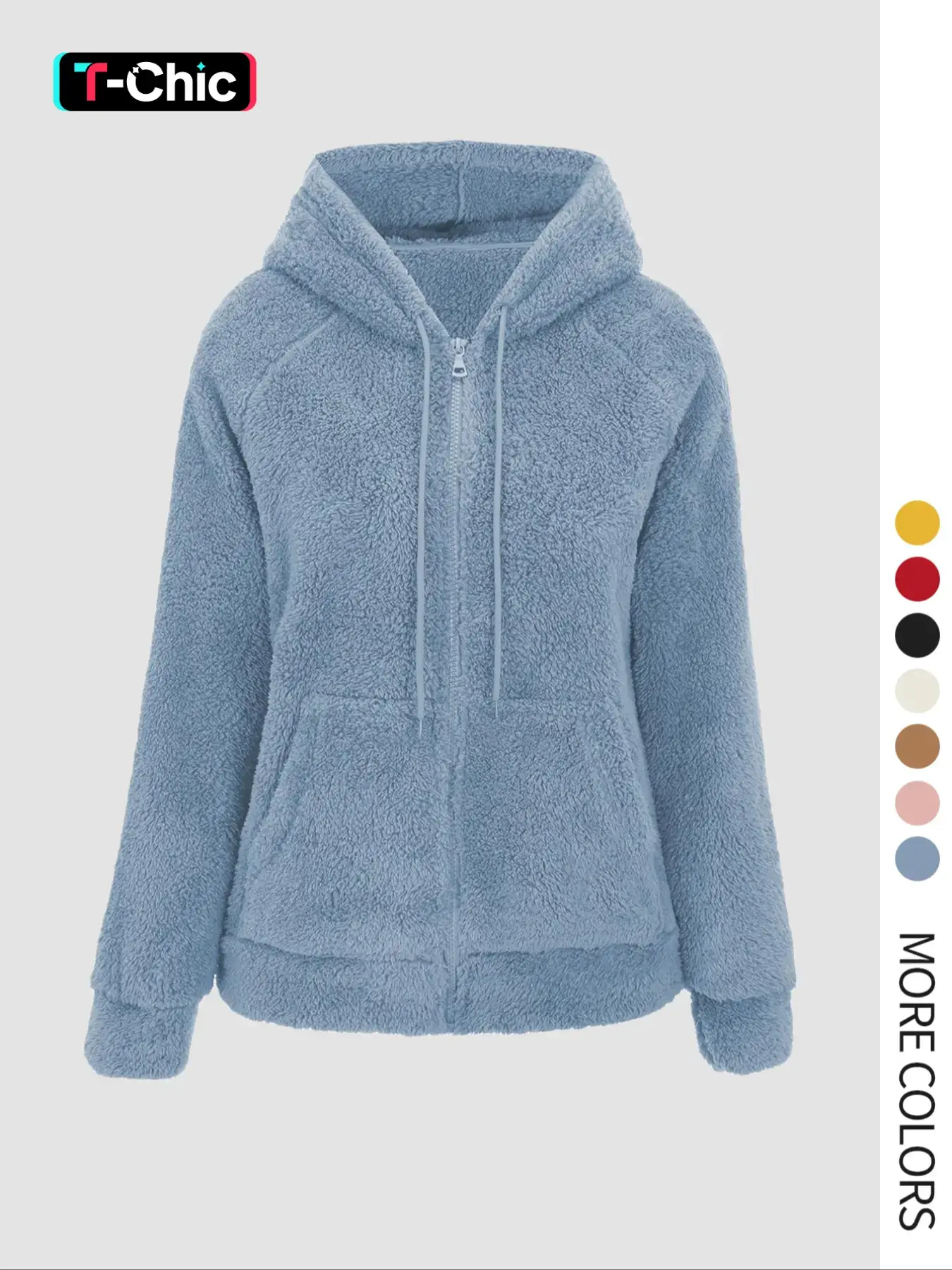 Women's Hooded Plush Soft Long Sleeve Jacket Coats Everyday Jackets Daily Wear Jackets with Pockets & Drawstring, Solid Basic Casual Aesthetic Minimalist Fitted Zipper Outerwear for Spring Autumn Winter All Seasons