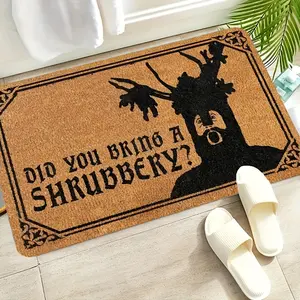 Funny Monty Python Welcome Mat "Did You Bring A Shrubbery?" The Knights Who Say Ni Front Door Doormat Novelty Movie Fan Entryway Rug Indoor Outdoor Durable Housewarming Gift Geek Home Decor