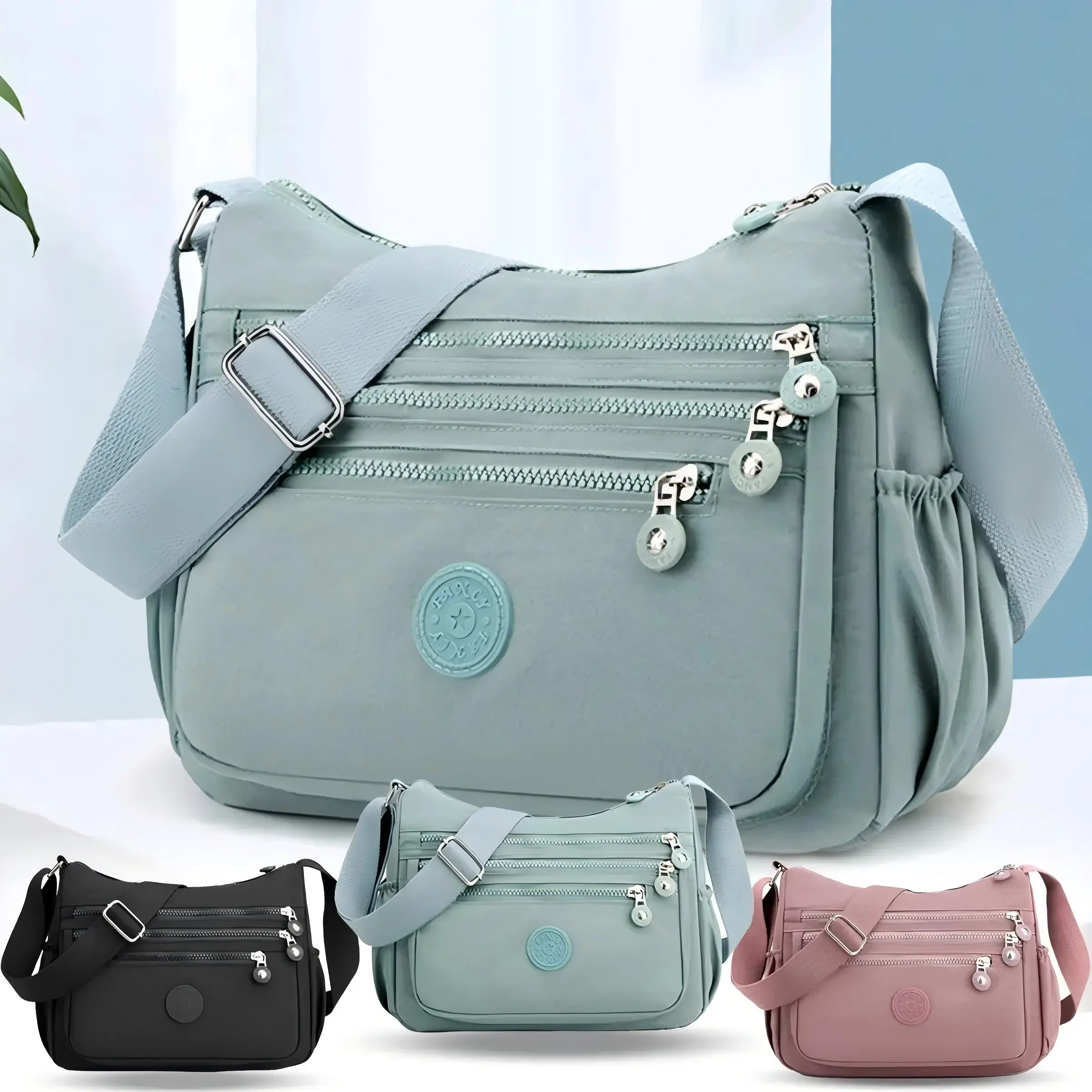 Nylon Fabric Crossbody Bag, Anti-TheftWomen's Shoulder Bag, Multi-Layer Pocket Wallet, Solid Color Nylon Fanny Pack,  Daily Commuting Nylon Bum Bag,Perfect for Mother's Day & Valentine's Day Gifts