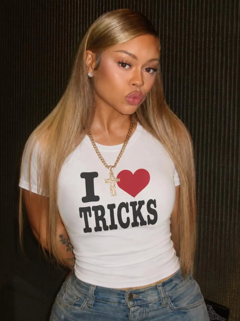 I Love Tricks T-Shirt | Heart Graphic Tee, Playful Typography Casual Breathable Cotton Fabric