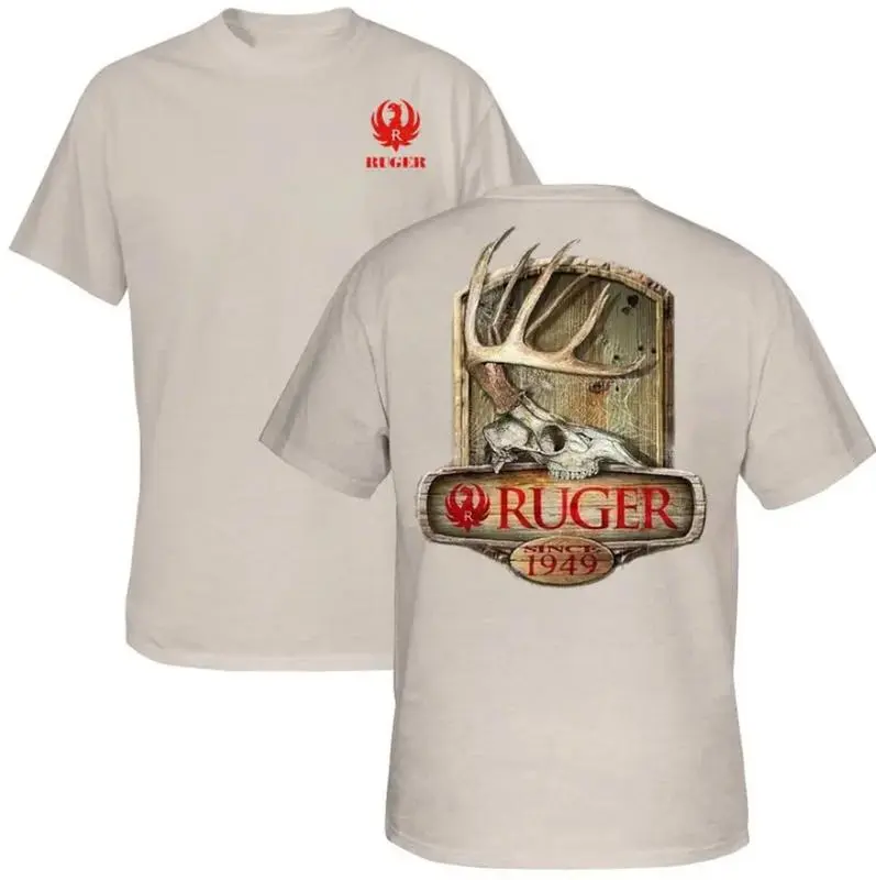Antler & Skull Graphic Design, Ruger Hunting T-Shirt, Ruger Brand Apparel, Gift for Hunters and Outdoor Enthusiasts Menswear