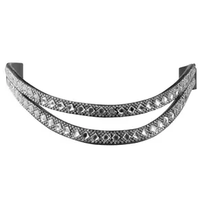 Horse size White Crystals English Bridle Leather Browband Piece