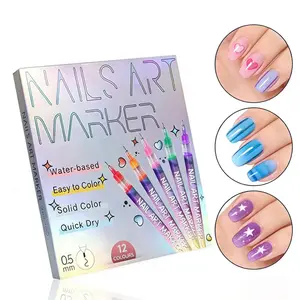 12-Color Nail Art Marker Set – Quick-Drying Acrylic Pens for DIY Manicures & Easy 3D Designs, Ideal for Beginners