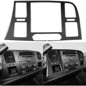 SAGAETR  Real Carbon Fiber Accessories for Chevy Silverado 1500 / GMC 2007-2013 2008 2009 2010 2011 2012 Dash Center Air Vent Panel Cover Interior Trim Sticker Decal 1PC - not for LTZ/SLT/Denali
