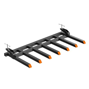 5400 lbs Capacity Heavy Duty Clamp-On Debris Forks for 68''-72'' Tractor Loader Buckets – 5400 lbs Capacity – 7-Tine Quick Attach Pallet Forks – Efficient Debris Removal & Log Handling – Black/Orange