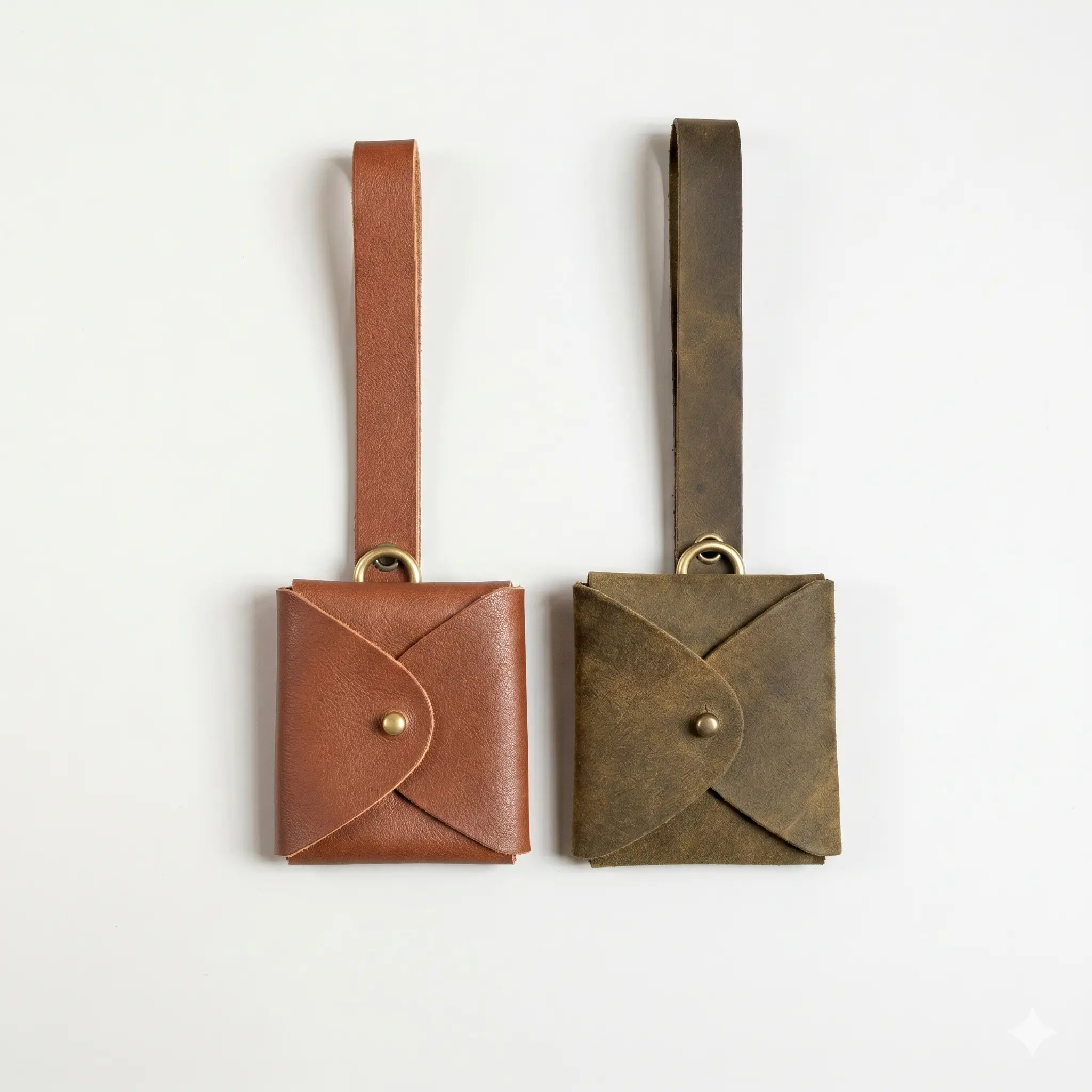 Leather AirPod Pouch | Wrist Strap & Brass Keyring, Suede or Tooled