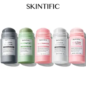 SKINTIFIC Clay Stick Collection 5 Masks for Every Skin Concern - Alaska Volcano Clay Stick / Mugwort Anti Pores & Acne Clay Stick / Niacinamide Bright Boost Clay Stick / Amazon White purifying Clay Stick / PDRN Rose Clay Stick