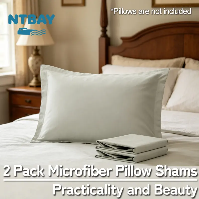 NTBAY Pinch Pleat Pillow Shams, 2 Pack 100% Brushed Microfiber Decorative Pillow Covers, Soft Wrinkle Free Bedding, Breathable & Hypoallergenic, Gift Ready, Standard/Queen/King, Machine Washable, Oeko-Tex