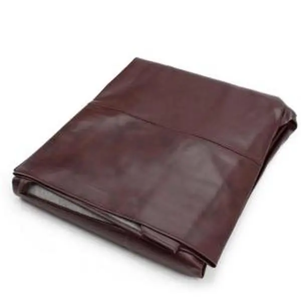 8 ft. Fitted Billiard Table Cover - Heavy-Duty Synthetic Leather (Brown Exterior), Cotton Fabric Lining, Wrinkle Free, Double Stitched Reinforced Seams, Tight Fit for Game Room