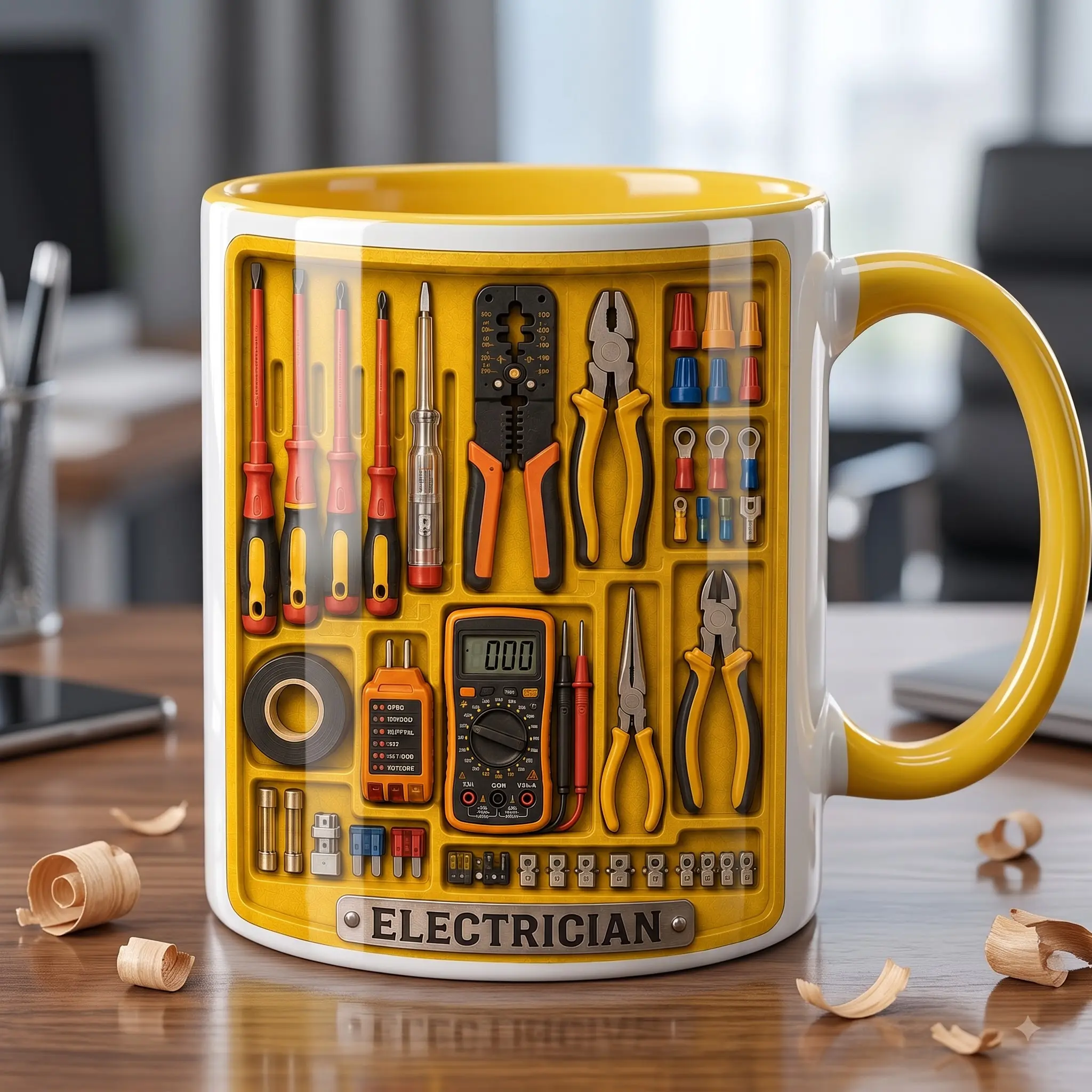 Electrician Coffee Mug, Electrical Tools Multimeter Wire Technician Cup, Electrician Work Mug